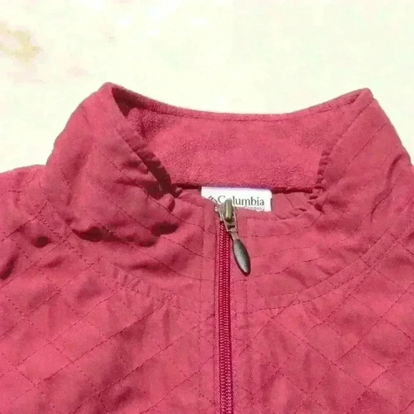 COLUMBIA Lightweight Crop Fleece Full Zip Quilted Vest Pockets Red Women Med - Picture 10 of 12